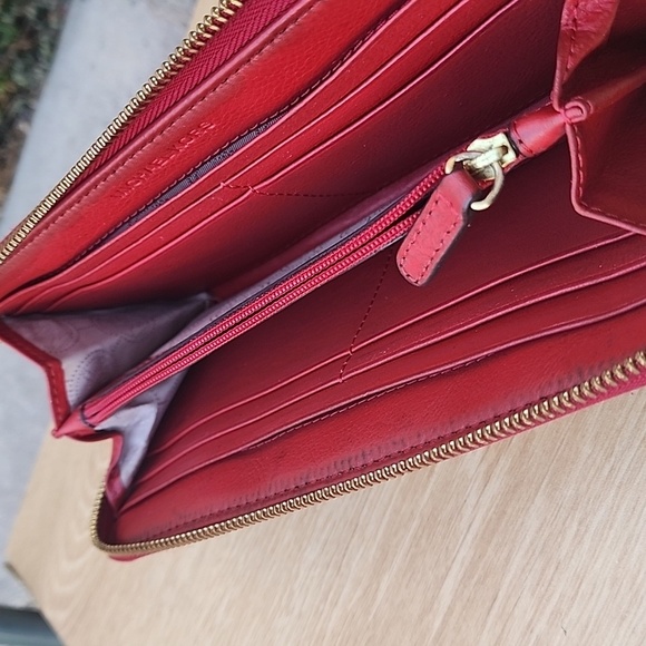 Michael Kors Brown Red Signature Canvas Wallet - Picture 9 of 13